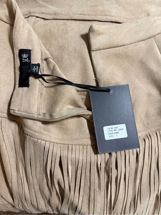 JOH Dresses & Skirts - JOH Beige Suede-Look Fringe Skirt